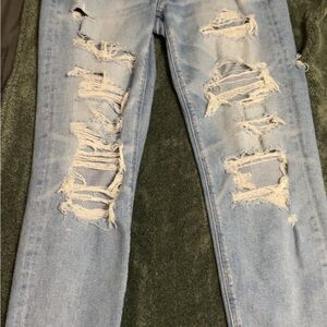 American Eagle Outfitters Blue Skinny Distressed Jeans